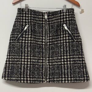 The Kooples Paris Black Tweed Mini Skirt A Line Zip Front Black 4